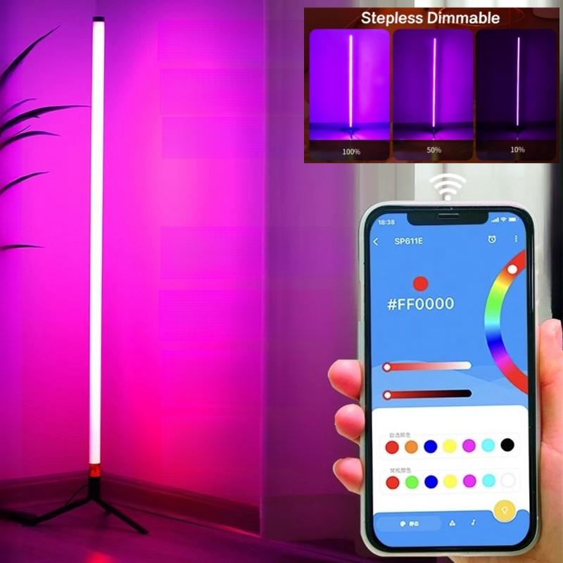 Smart RGB LED Corner Floor Lamp Modern USB Power Foot Light APP Remote Control Living Room Bedside Decor Dimmable Stand Lighting