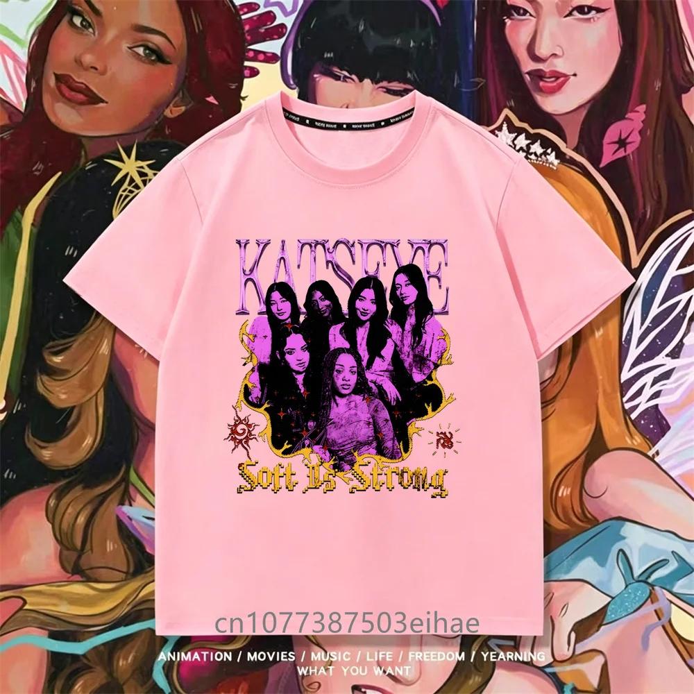 Trendy Katseye T Shirt Kpop Team Member Pattern Unisex Short Tee Boys Girl Megan Daniella Manon Lara Sofia Yunchae Street Outfit