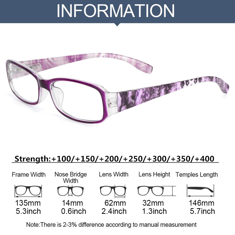 1pc Anti-Blue Light Reading Glasses Urltra-Light Eye Protection Women Men Flowers Elegant Eyeglasses Diopter +100~+400