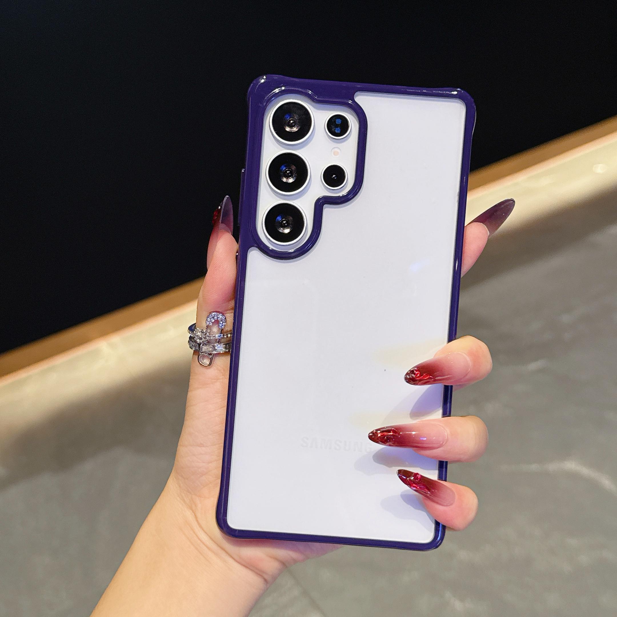 

Протиударний Кольоровий Бампер Прозорий Чохол для Телефону Для Samsung Galaxy S23 S24 S25 S24FE Прозора М яка Акрилова Кришка Для Samsung Galaxy A36 A56 A35 A55 A26 Samsung S24 Ultra темно-синього кольору