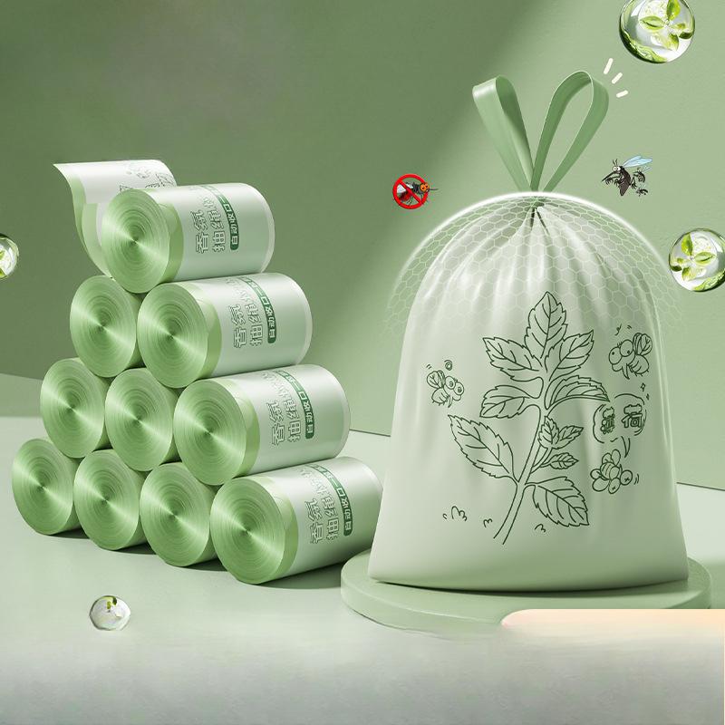 Mint Drawstring Garbage Bags Bathroom Hand-held Drawstring Plastic Bags Household Garbage Bags
