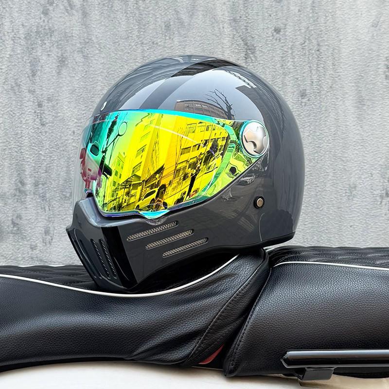 DOT ECE Certified Full Face Motorcycle Helmet Men Women Cruiser Bike ABS Shell With Bluetooth Slot Dual Lens
