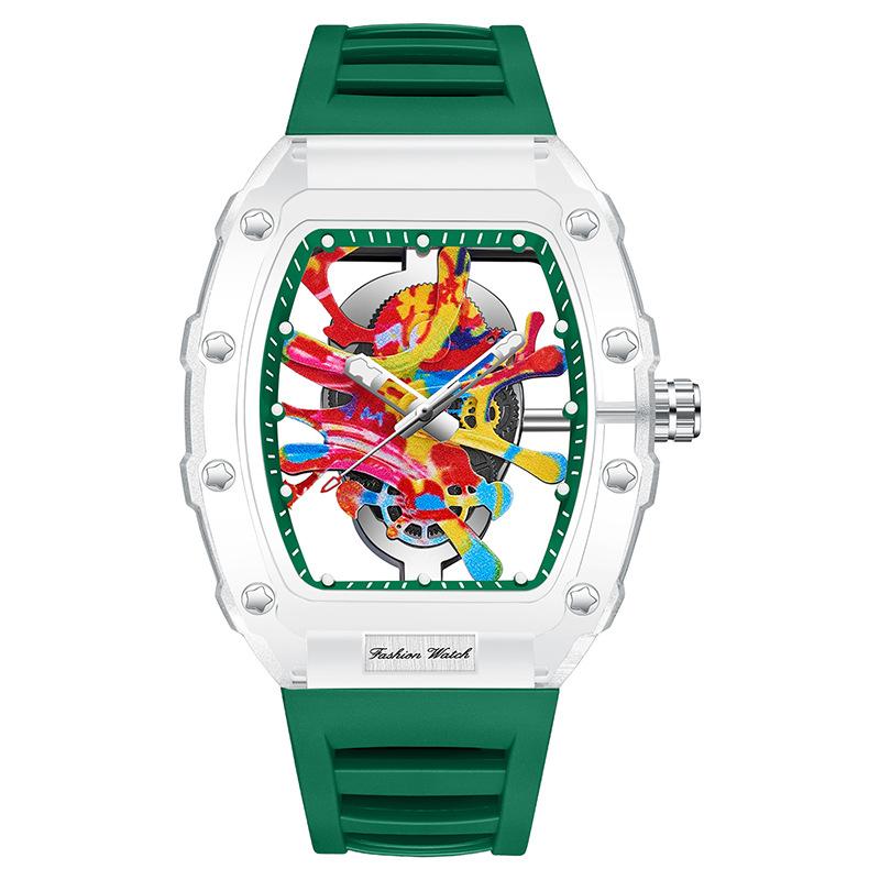 

Прозрачные полые часы-бочонки, мужские модные силиконовые часы, кварцевые часы, водонепроницаемые часы