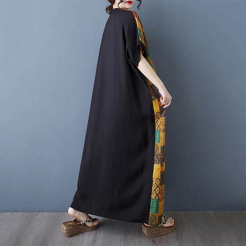 XITAO Pocket Patchwork Contrast Color Dress ZMY1083