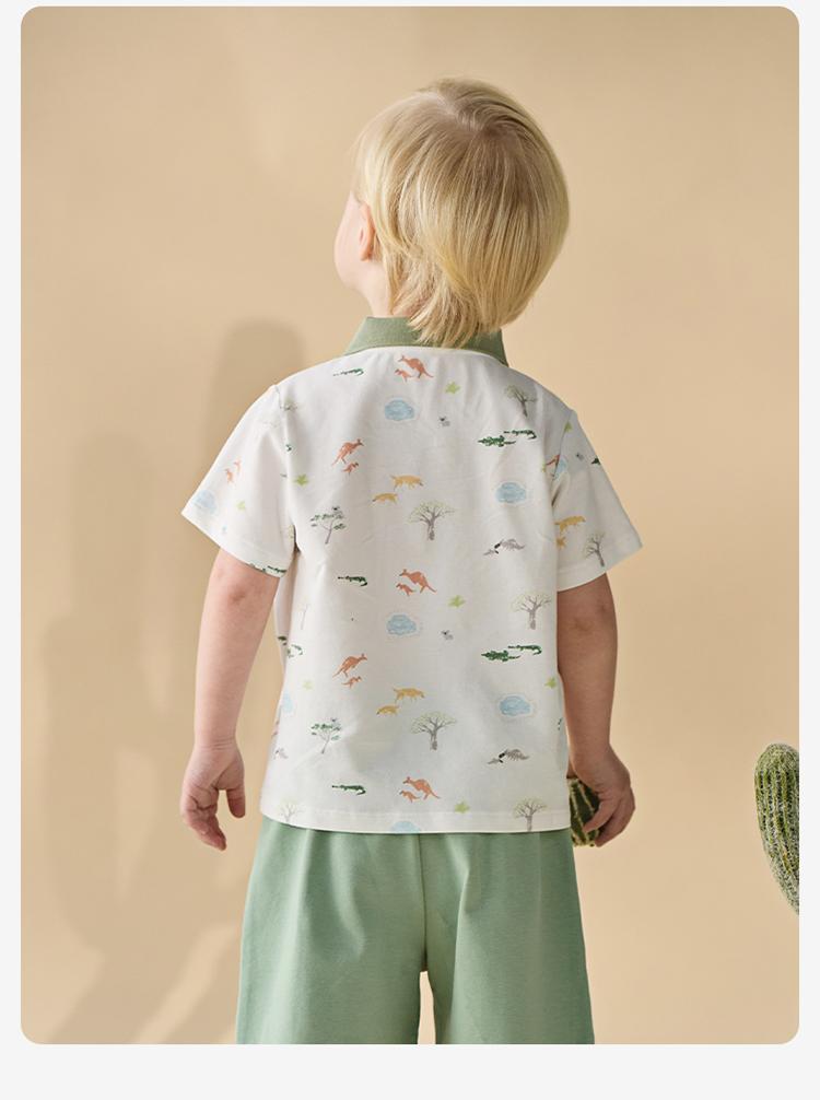 David Bella Boys' Short Sleeved Polo Shirt Summer Outfit New Children's Printed Top Boys' Baby T-shirt