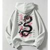 Vintage Japanese Streetwear Kids Hoodie Black Dragon Sakura Cherry Blossom Print Loose Oversized Pullover For Boys Girls