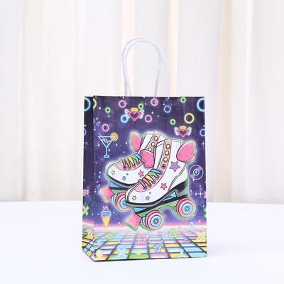 2025 NEW Roller Skate Neon Design Paper Bag Gift Wrapping Bags for Sweets Personalized Packaging Kids Party Birthday Gift Bag