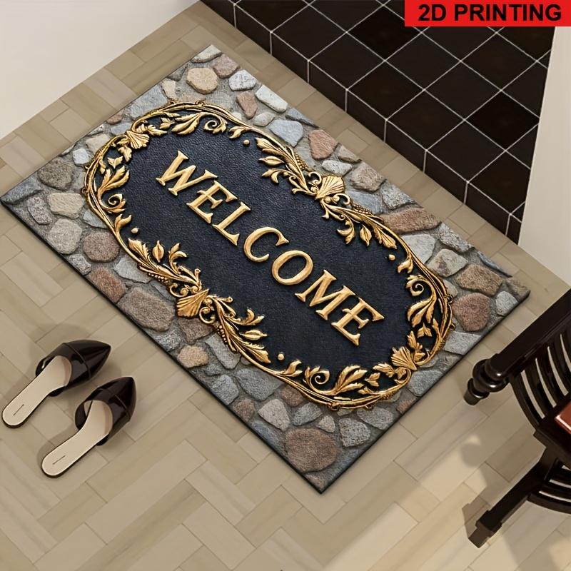 1Pcs Anti Fatigue Kitchen Rugs,  Vintage Golden Print Waterproof Non-Slip Thick Cushioned Kitchen Mat Heavy Duty Comfort Standing Mat for Kitchen