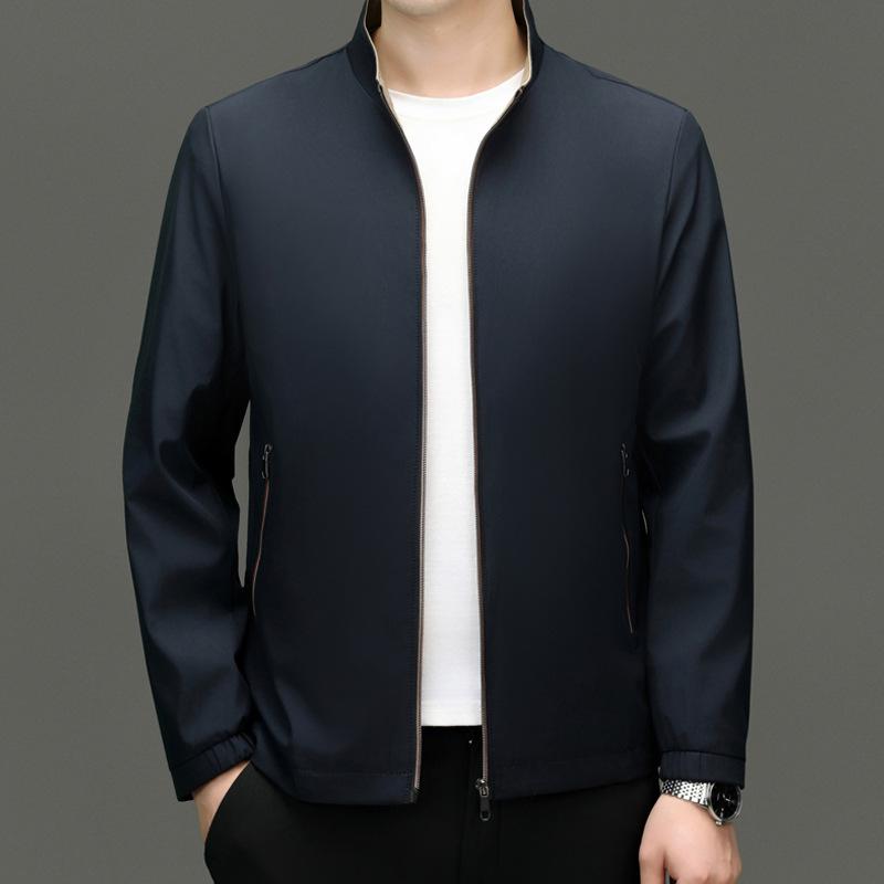 Spring/Autumn Men's Stand Collar Business Jacket - Professional Attire for Young & Middle-aged Bosses