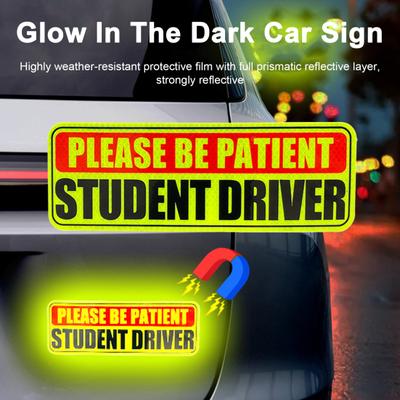 Reflective Car Stickers Car New Driver Magnet Essential Magnetic Stickers Sign Reflective Road Safety Warning Sign for Trainee Driver