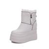 Fashion 12cm Winter Platform Wedge Boots High Heels Plush Moccasins Spring Autumn Women Shoes Booties Genuine Leather Ankle Snow