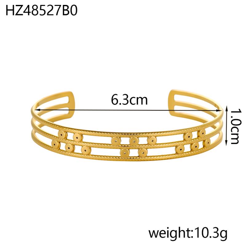 CARLIDANA Fashion Chunky Cuff Open Bracelet For Women Stainless Steel Waterproof Gold Color Bangle Vintage Jewelry Wedding Gift