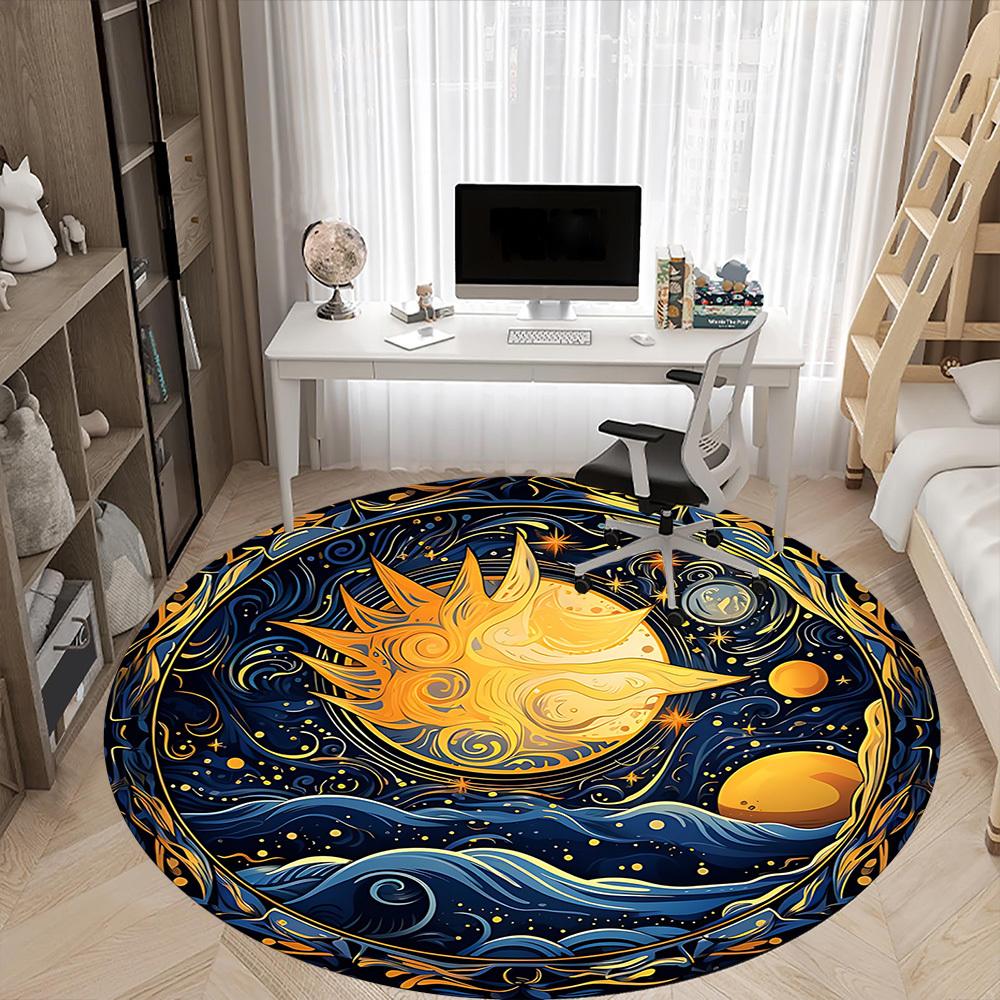 1pc Cosmic Office Round Area Rug, Under Office Chairs Bedroom Living Room Home Decor, Room Deco