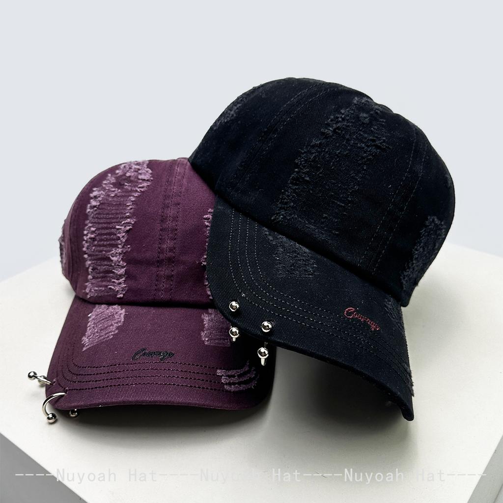 Neue Unisex Persönliche Eisenringe Buchstabenstickerei Baseballkappen Sonnenschutz Gebrochener Stil Vielseitig Nische Schirmmützen Mode Retro