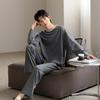 Men's Modal Long Sleeve Pajamas - Casual Spring/Autumn Wear, Teen & Plus Size