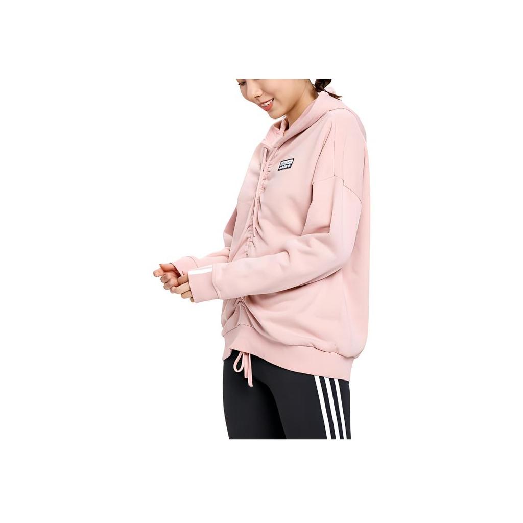 Adidas Originals Cotton Breathable Fashion Versatile Long Sleeve Hooded Sweatshirt Women Sweatshirt Pink EC0782