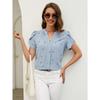 Summer new V-neck love petal pattern women's casual T-shirt top