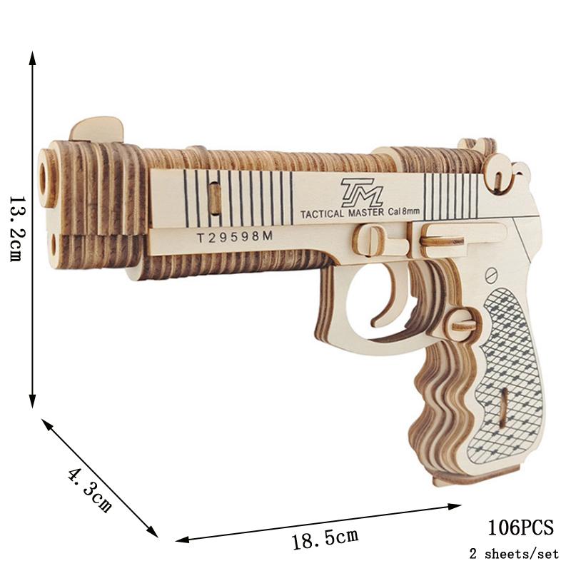 Wooden Assembly Gun Puzzle Model Pistol Rifle Ak47 3D Toy Gun Model Cannot Shoot Educational Toys For Children Adults Boys Gifts