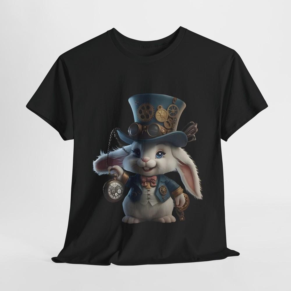 T-shirt Grafica Steampunk Alice nel Paese delle Meraviglie Coniglio Bianco Urbana Unisex Cotone