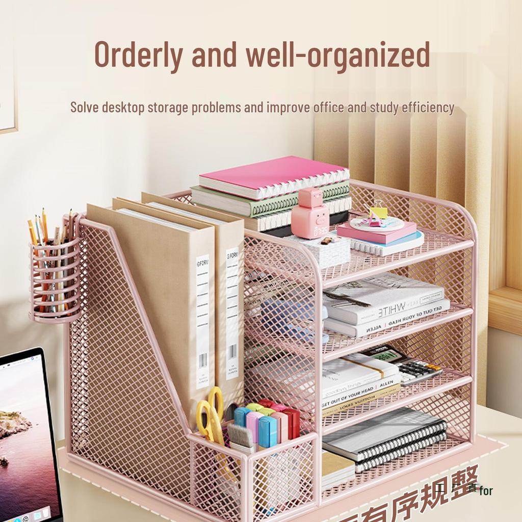 Desktop Metal File Organizer: Office Supplies Storage Rack and Data Archive Solution
