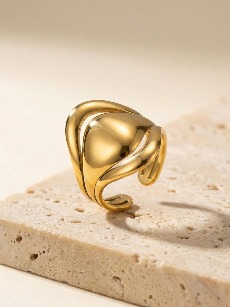 

Chunky Stainless Steel Multi-Layer Open Ring Polished Geometric Rings for Women Hip Pop Party Jewelry Accessories