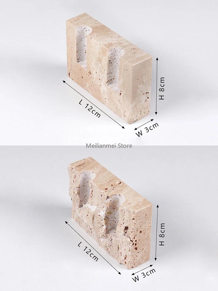 2 Holes Marble Candlestick Holder for Wedding Dinning Party Vintage Travertine Stone Taper Candle Holder for Table Centerpiece
