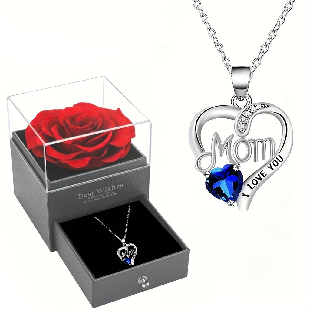 Rose Soap Premium Gift Box with MOM Pendant Necklace,for Mother's Day, Black Friday, Valentine's Day, Anniversaries, Birthdays