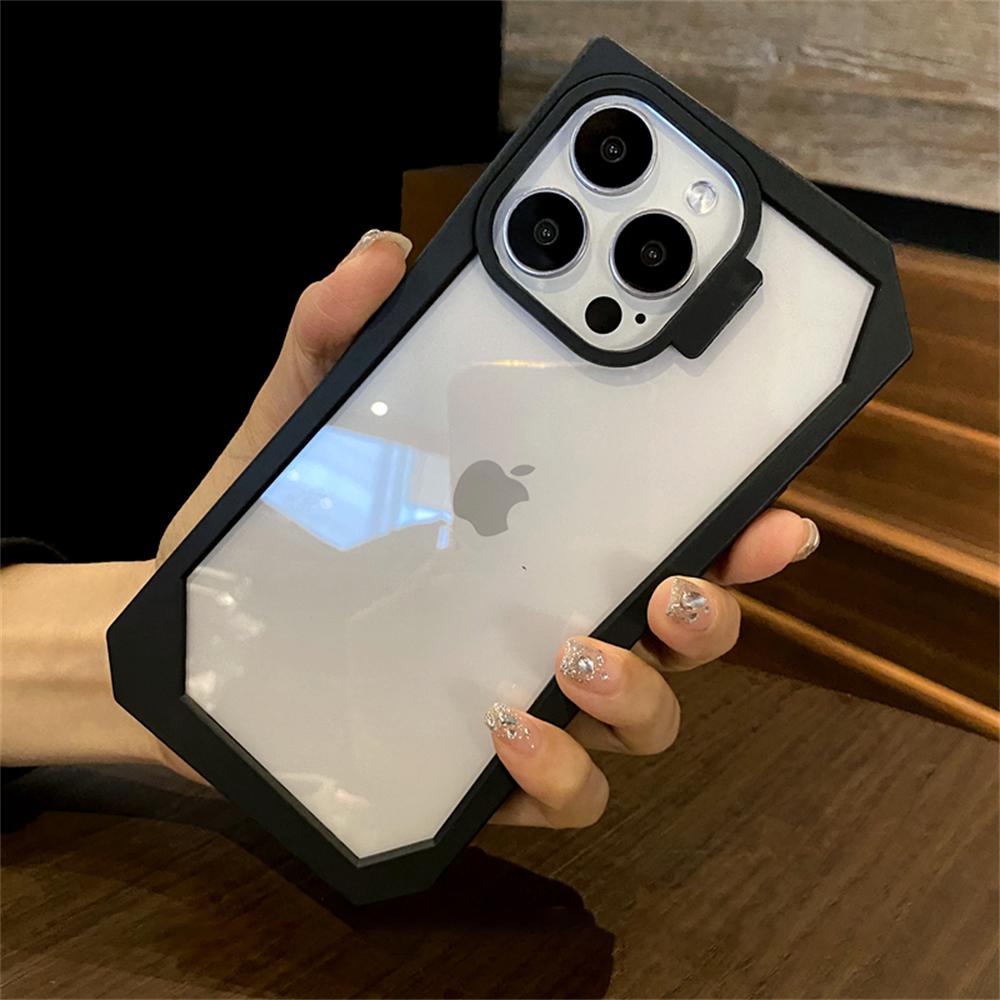 

Неровные края бампер ударопрочный прозрачный чехол для телефона iPhone 16 14 11 12 13 15 Pro Max жесткий каркас гибридный бронированный чехол For iPhone 13 ProMax чёрный