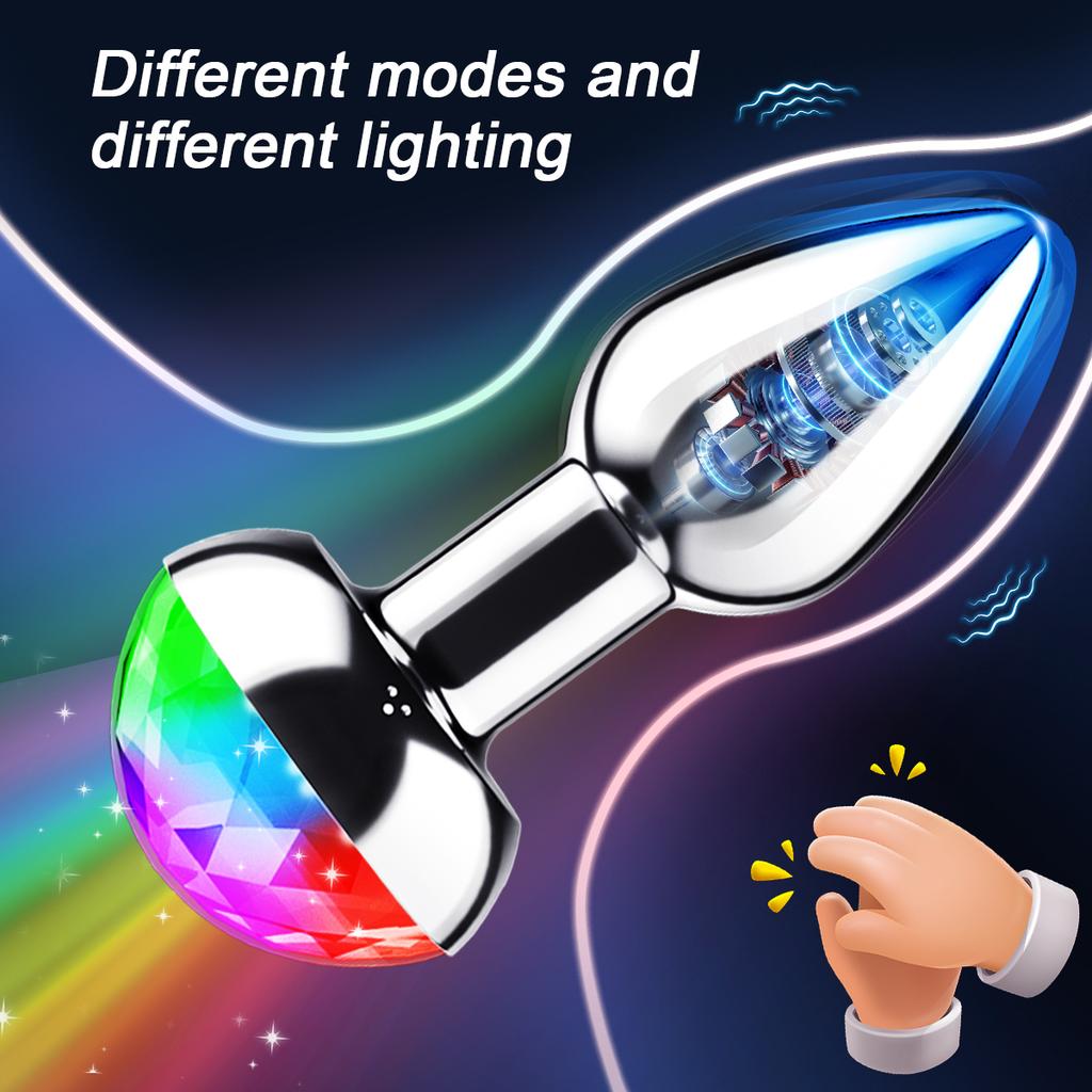 Stemmestyring Analkontakt Vibrator APP Trådløs Kontroll Kvinnelig Vagina Masturbator Butt Plugg LED Fargerikt Lys Sexleketøy for Kvinner