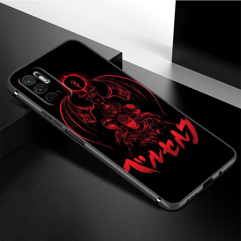 Anime Berserk Guts Phone Case For Xiaomi Redmi Note 11 10 9 8 Pro 11T 5G 10T 10S 9S 9T 9i 9C 9A 8T Soft TPU Black Cover