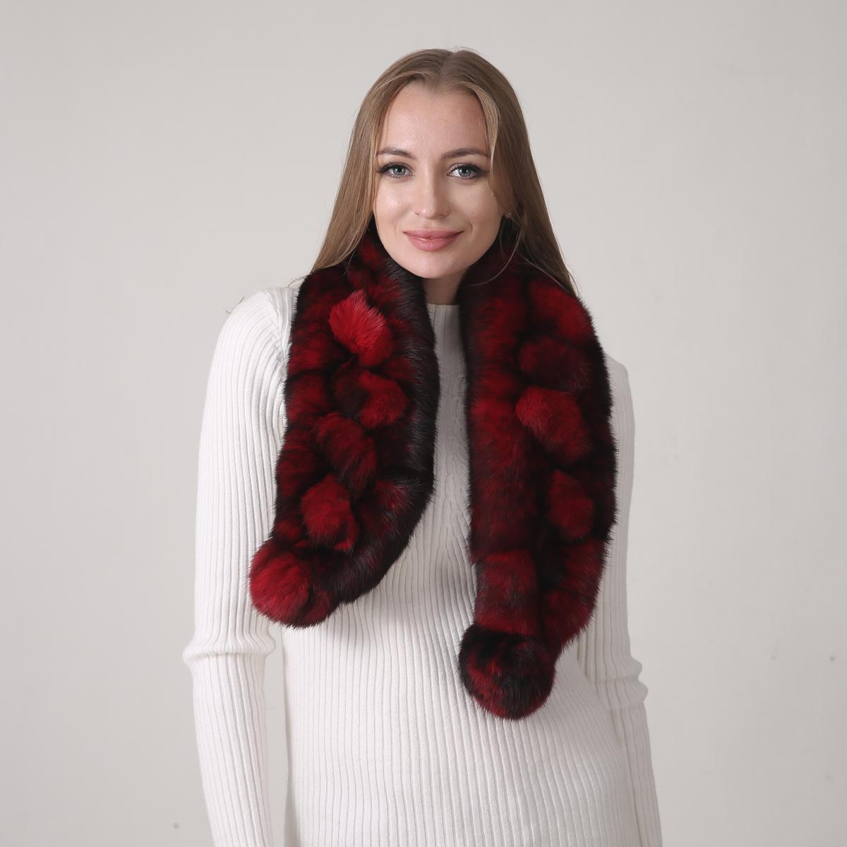 

Шарф из кроличьего меха для женщин 100% натуральные шарфы из кроличьего меха Зима One Size красный