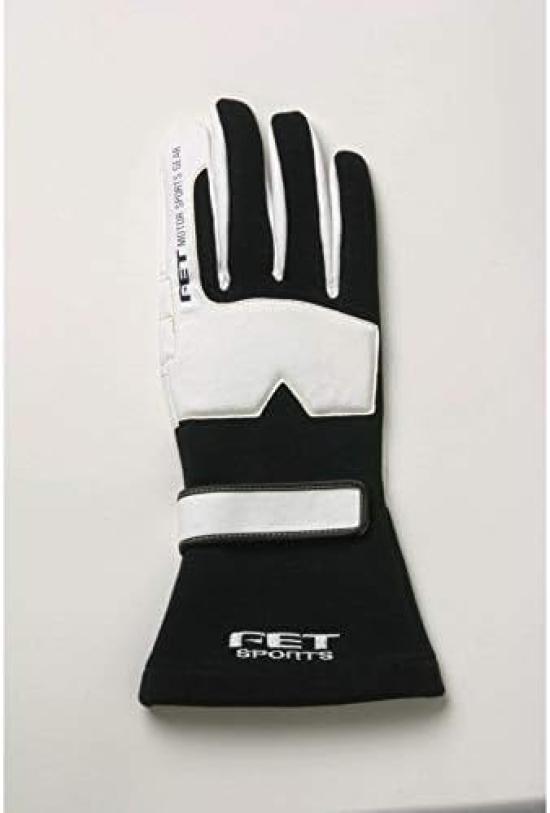 FET Sports 3D Racing Black and 71172145FT3DGL45 Gloves, White, XL,