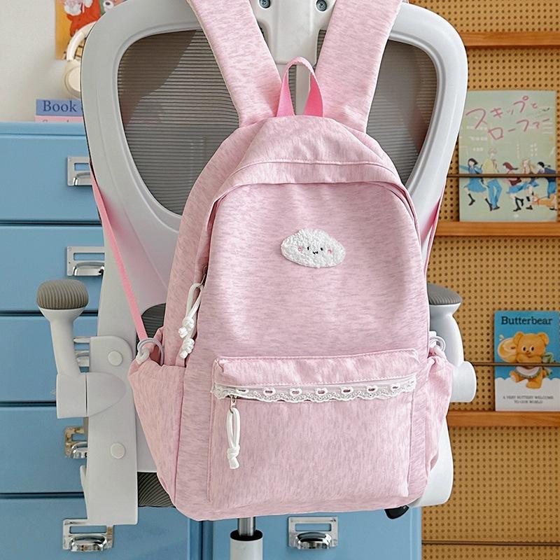 Cute Backpack for Girls Lace Trim Lightweight School Bag for Women Daily Use