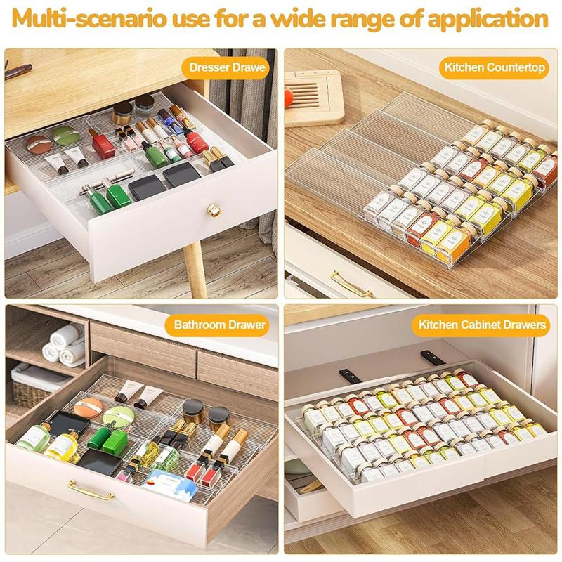 ABBP-Expandable Spice Drawer Organizer Acrylic Spice Rack Adjustable Clear Acrylic Spice Rack 1 Set