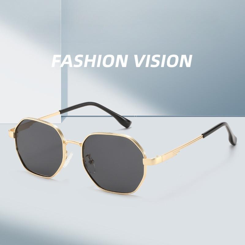 Men's and Women's Fashion Polygonal Frame Sunglasses Retro Sun Protection Sunglasses Trendy Outdoor Eyewear for Men and Women
