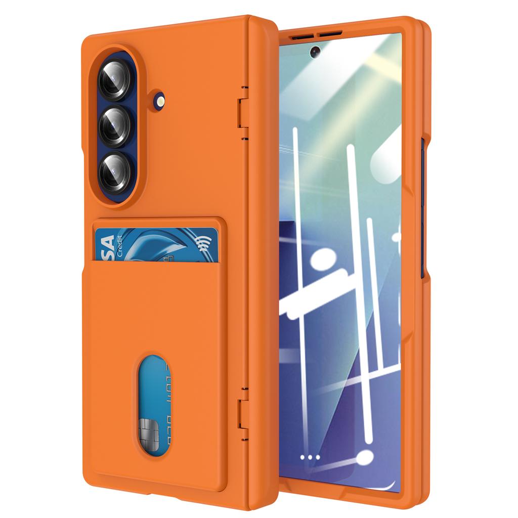 Wallet Slot Card Holder Hinge Protective Phone Case for Samsung Galaxy Z Fold 7 Fold7 5G Protector Shockproof Hard Shell Cover