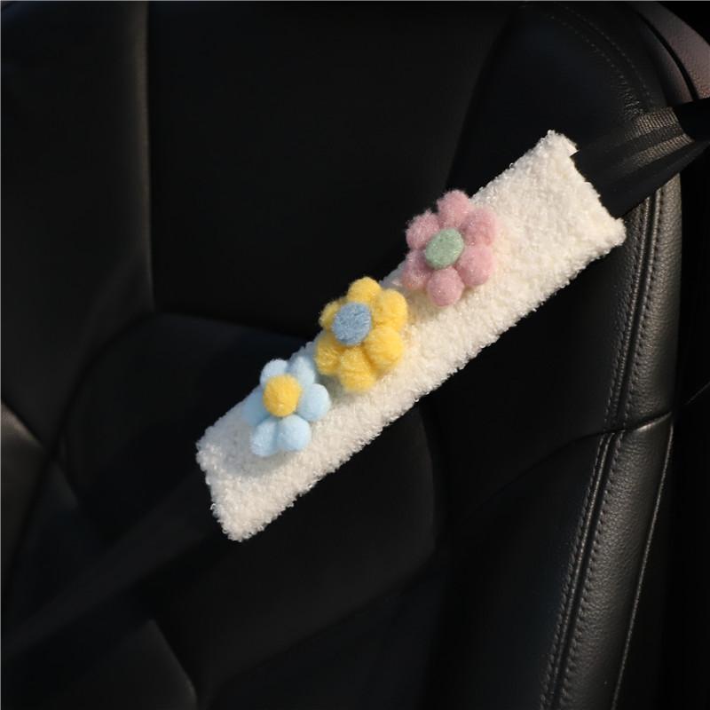 Car Seat Belt Shoulder Pads Small Fresh Flowers Car Anti-strangle Seat Belt Protective Cover Car Interior Supplies Women