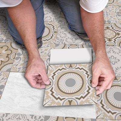 Autocollant de carreaux auto-adhésifs à motif rétro, 5 pièces, pour sol de cuisine, salle de bains, résistant à l'eau, Surface mate, sparadrap muraux d'art
