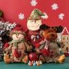 Burlap Christmas Gift Bags Zipper Design Plush 3D Santa Snowman Doll Fruit Bags Reusable Fabric Storage Bag for Gifts Candy