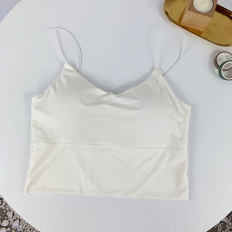 Korean Summer Ice Silk Seamless Camisole with Chest Pads Women's Anti-Exposure Stylish Back Vest