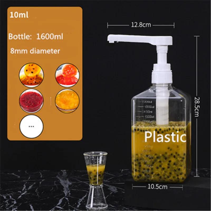 1600ml Transparent Coffee Syrup Bee Drip Double Scale Storage Dispenser Pump Bottle Squeeze Milk Bottle Honey Jar Container