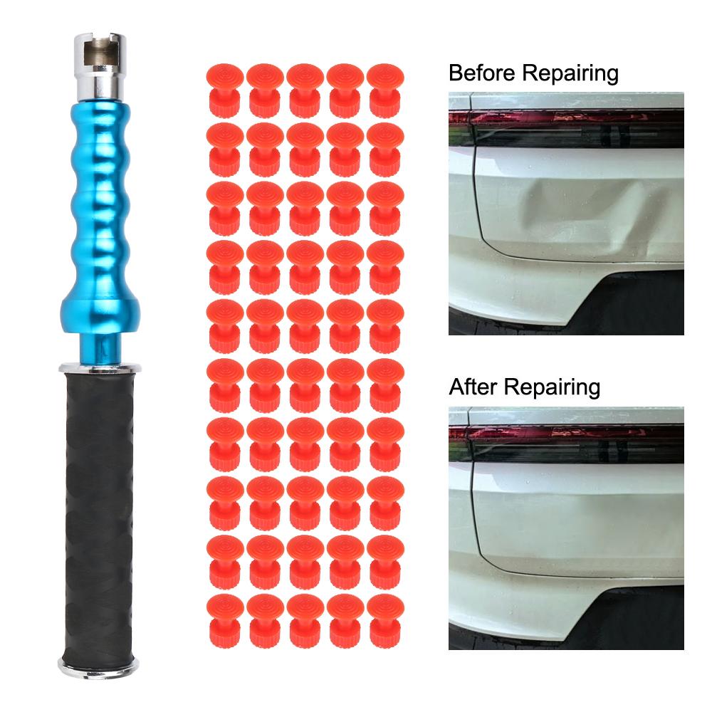 Car Body Dent Repair Tool Kit for Automobile Hail Dent Remover With 50pcs Pulling Tabs Puller Hammer Repair Tools Car Dent Repair Pull Hammer