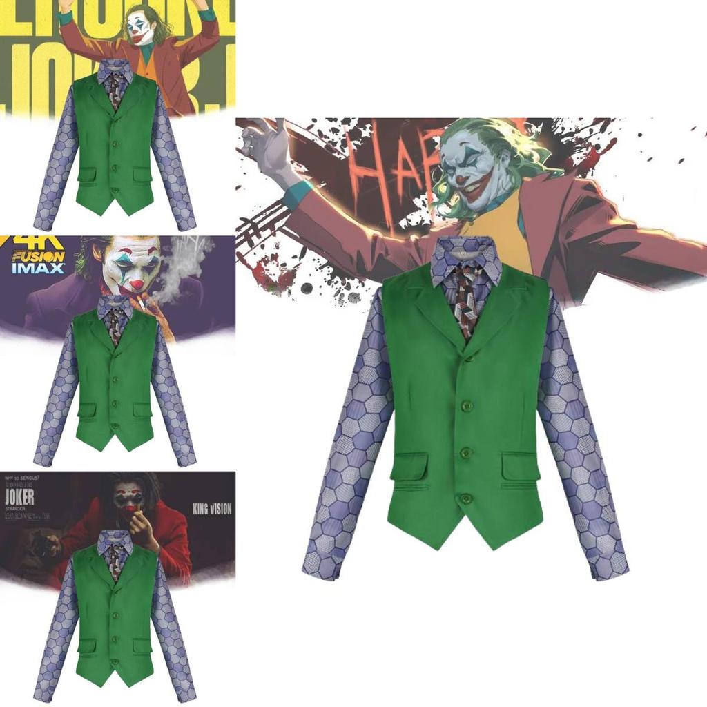 Kostým Temného rytíře Jokera Klauna se sadou košile, vesty a kravaty pro Halloweenské Cosplay
