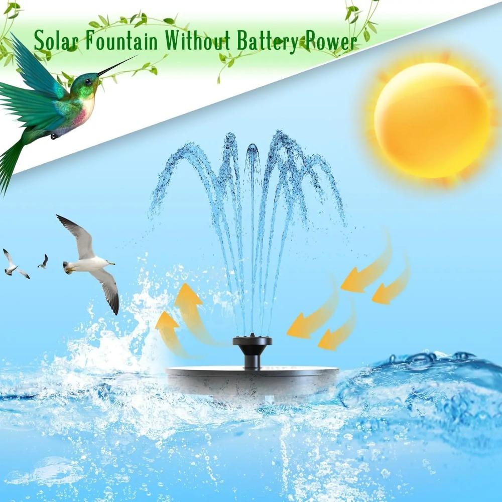 Solar Fountain Pump with 6 Nozzles Outdoor Water Fountain for Bird Bath Garden Pond Pool Aquarium Decoration