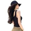 #Summer New Spice Girl Wind Diagonal Shoulder Strap Irregular Vest Women Slim Short Fixed with Chest Pad Top