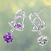Korean Silver Double Heart Pendant Necklace
