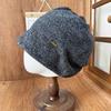 Big head circumference wool curled edge stacking hat women's autumn and winter warm versatile wool hat showing face small bag head cold hat