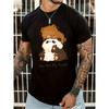 European Size Cute Cartoon Panda Pattern T-shirt, Men's Casual Street Style Stretch Round Neck Tee Shirt For Summer