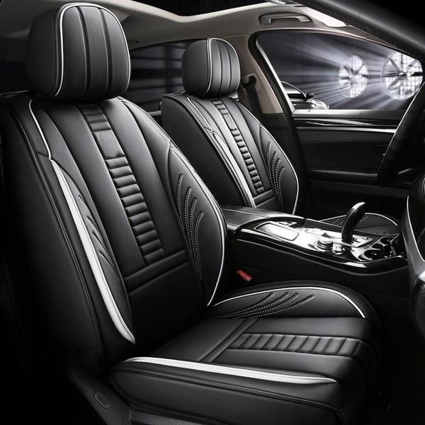 Universal DurableCar Front Seat Covers PU Leather Seat Cushion Car Protection Mat Skin Friendly Seat Cover 360° Fully Wrapped Back