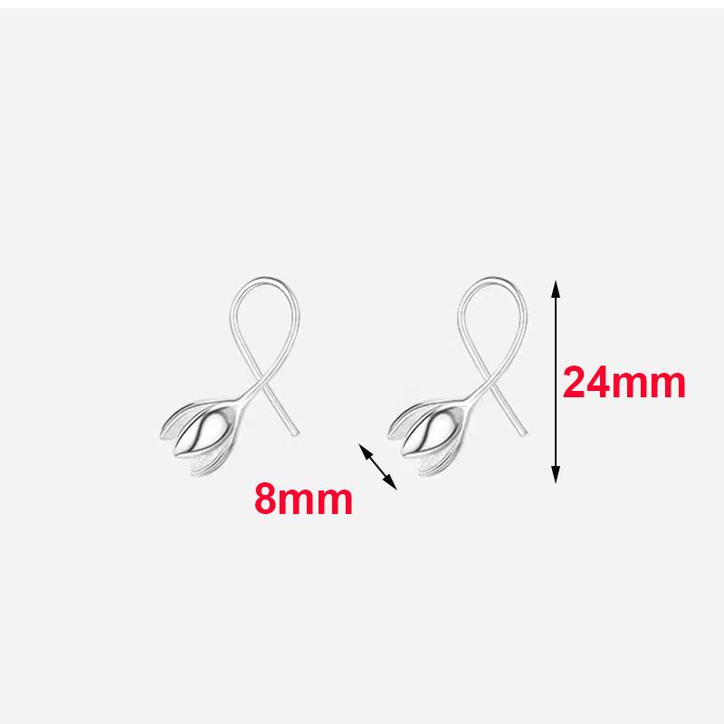 925 Silver Flower Plant Stud Earrings For Women Classic Fine Jewelry Light Luxury Accessories In Summer